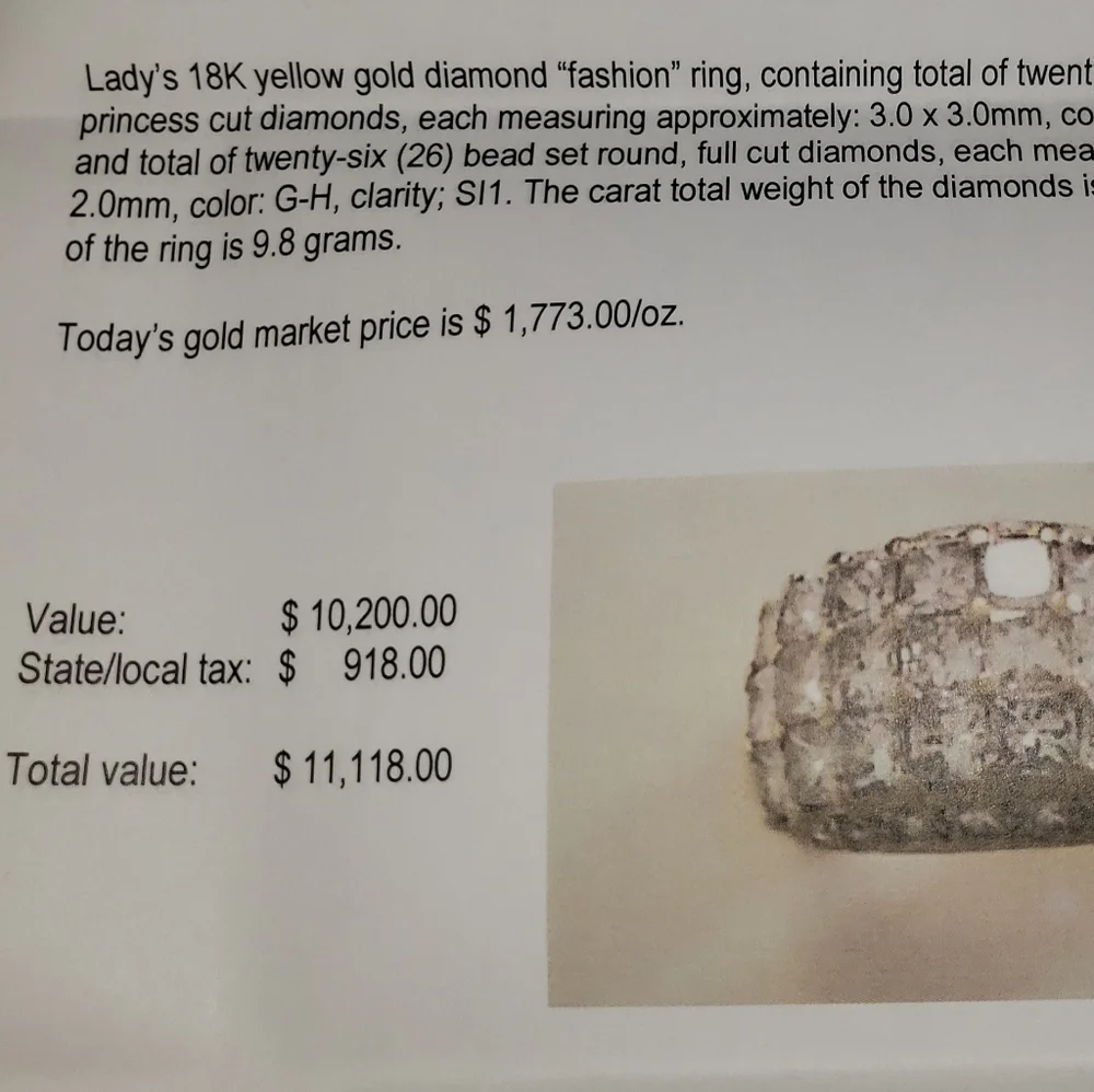 Lady's 18K Yellow Gold diamond ring - Picture 3 of 5